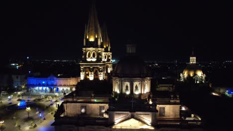 guadalajara noche panorámica aérea hasta la catedral de guadalajara