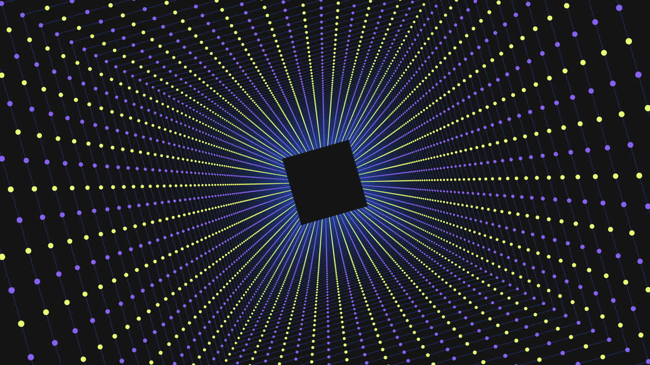 Monochrome checkerboard with blue and yellow lines, featuring a central black square