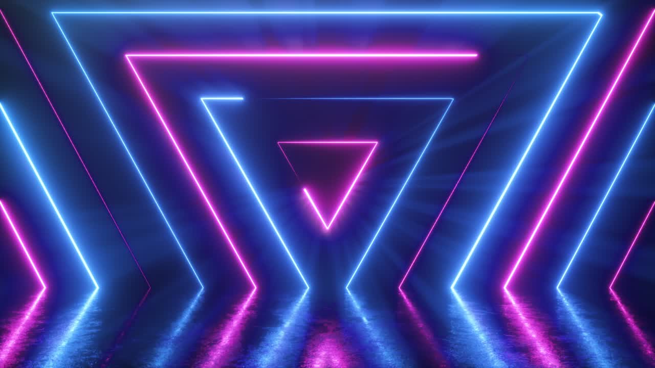 Triangoli al neon sfondo astratto