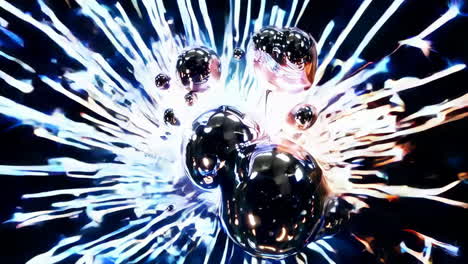 dynamic metallic orbs in an energy burst