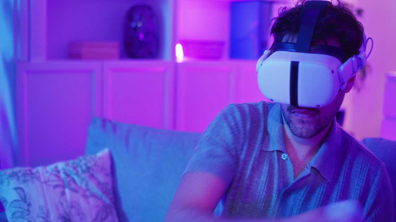 Happy Man Wins Game in VR