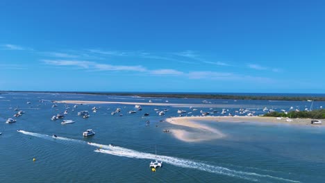 boats gather for festivities at wavebreak island