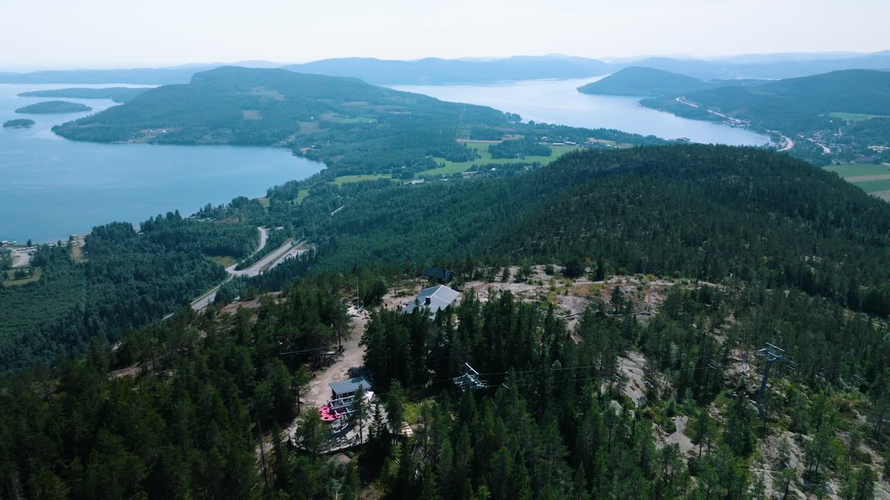 Top cabin of Skuleberget, Höga Kusten, Sweden, aerial view