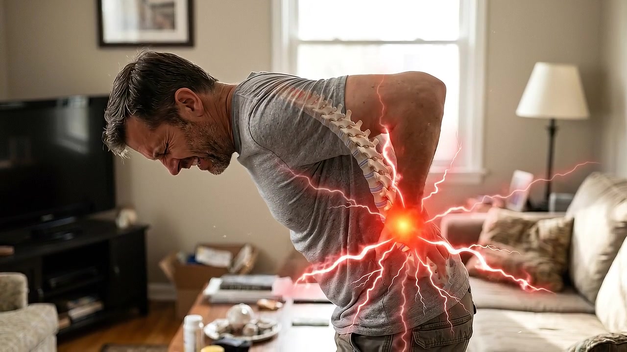 Man Suffering From Severe Lower Back Pain at Home