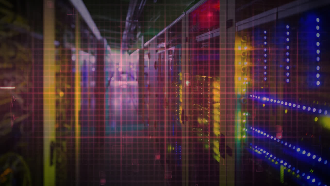 centro de datos con línea de monitoreo cardíaco