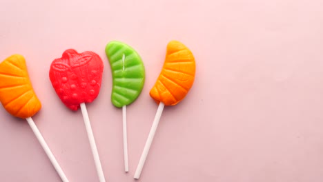 colorful fruit-shaped lollipops