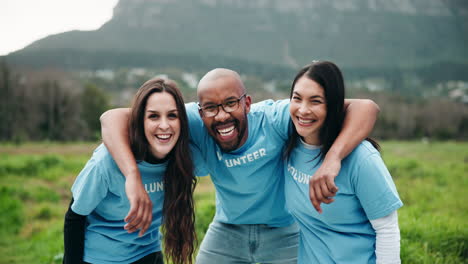 group of volunteers smiling outdoors