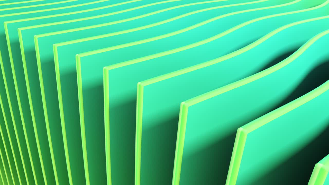 Abstract color plane waves 3d shapes set of different color animation. 4k looping footage.