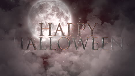 feliz halloween con luna grande y nube mística
