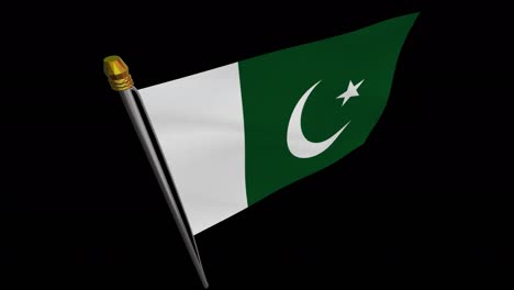 vídeo de bucle de la bandera de pakistán revoloteando en el viento, vídeo en cámara lenta de 4k, con canal alfa