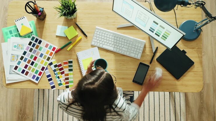 Designer al lavoro su un progetto a casa