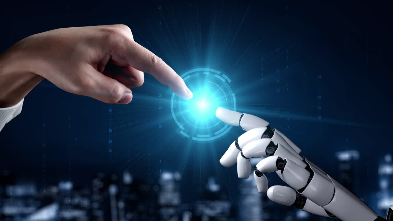 el robot futurista la inteligencia artificial iluminando el concepto de la tecnología ai