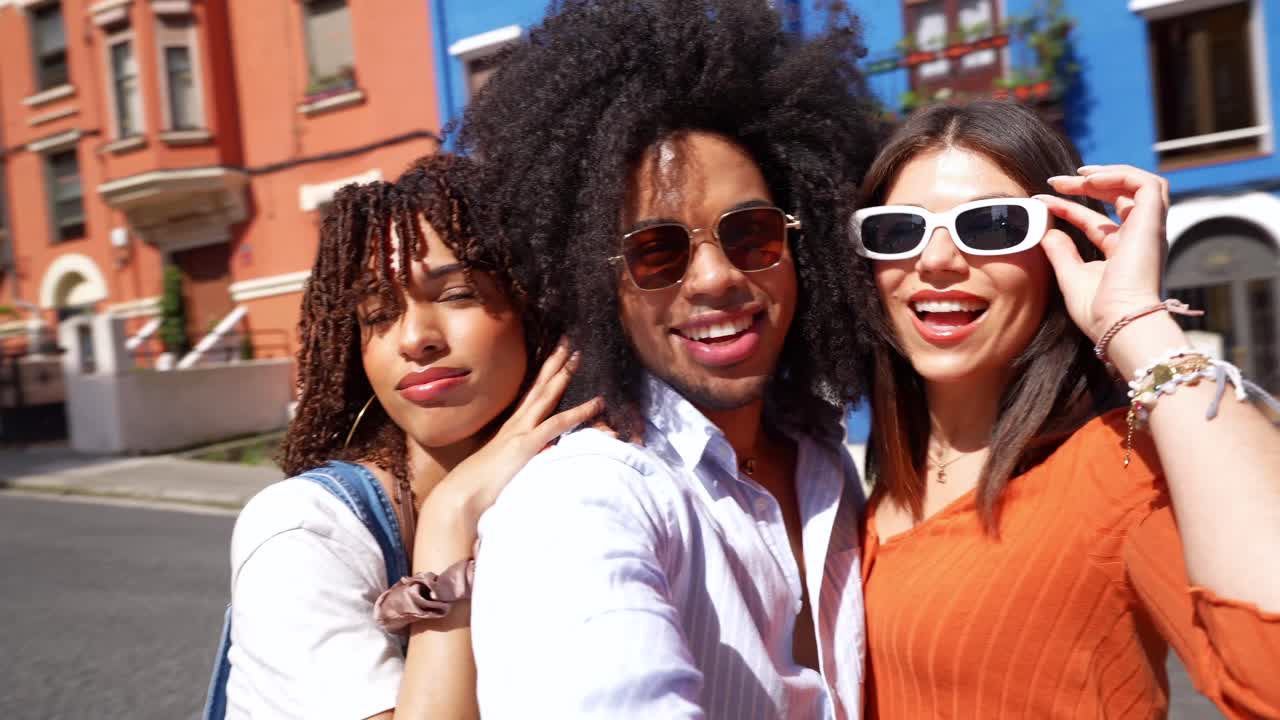 Group of Friends Taking Selfie in the City