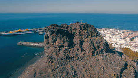 puerto de las nieves, agaete, gran canaria: wonderful aerial view discovering the ferry that leaves the port of agaete