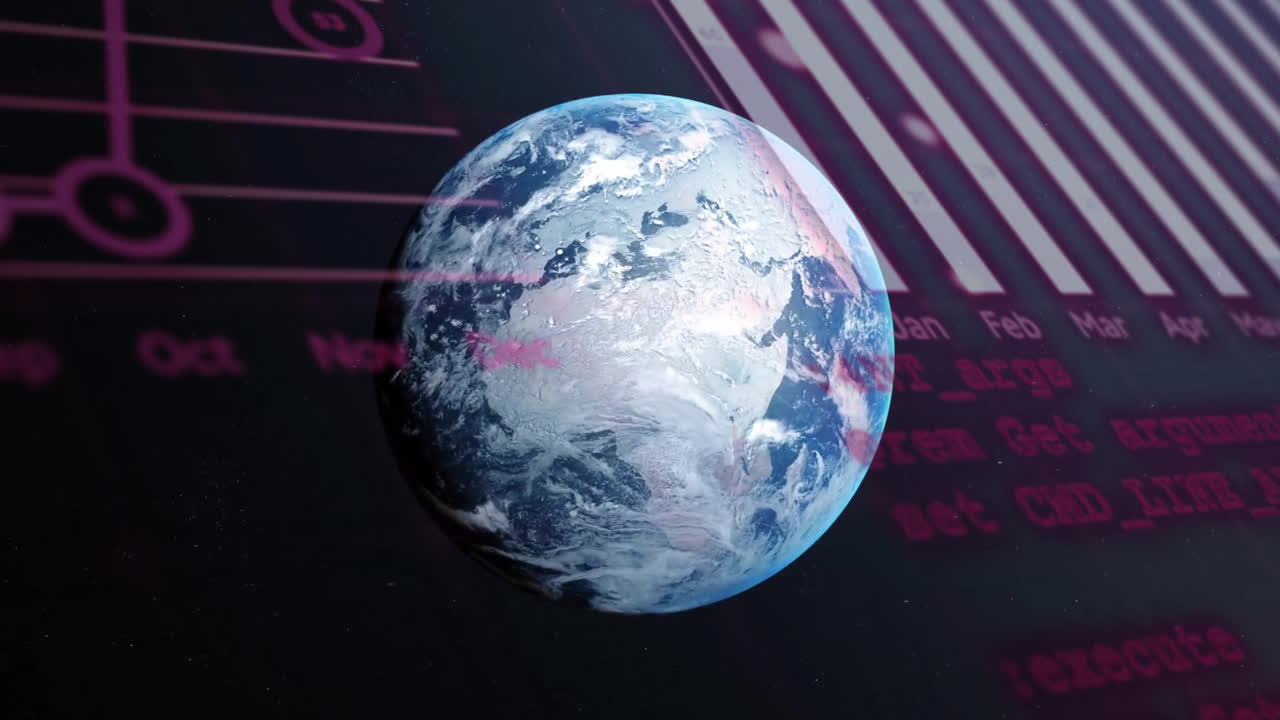 анимация обработки финансовых данных по всему миру