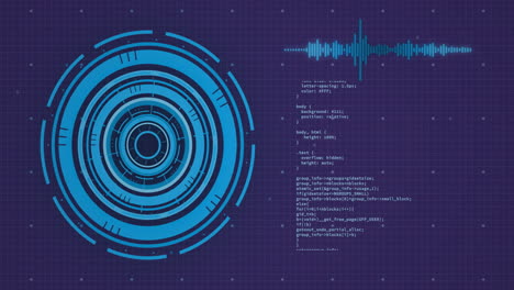 animación del escaneo del alcance y el procesamiento de datos sobre fondo azul