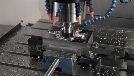 metalworking cnc milling machine. cutting metal modern processing technology.