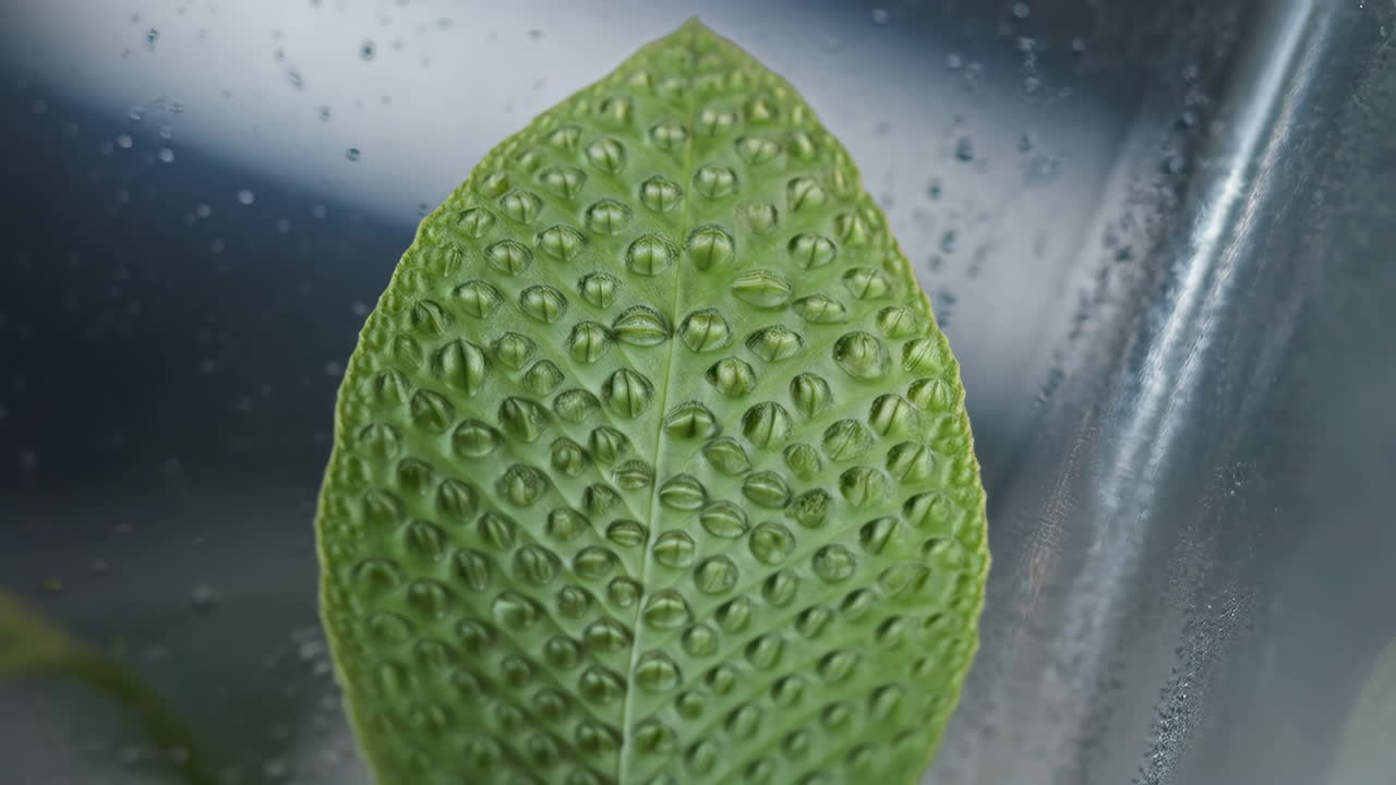 Close-up of a textured green leaf
