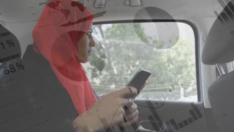 Woman-riding-in-a-car-while-texting-4k