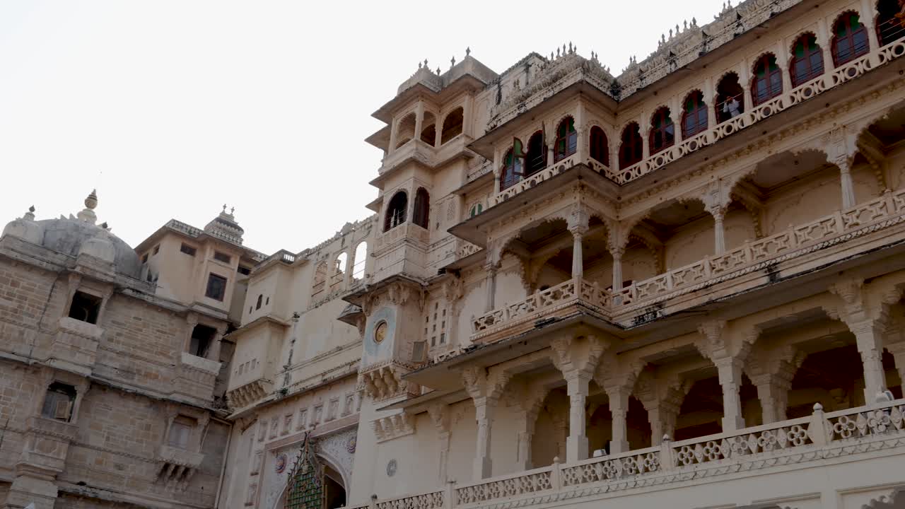 historical palace unique architecture from different angle at day video is taken at city palace, Udaipur rajasthan india.