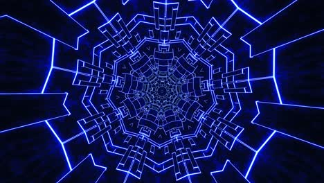 blue and white abstract pattern with circular shape. kaleidoscope vj loop