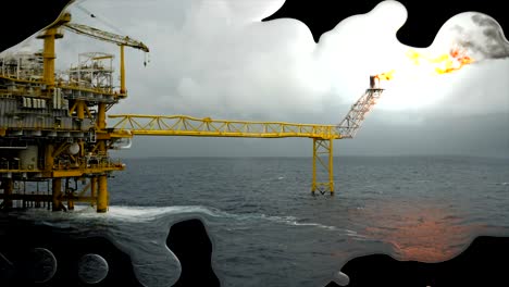 planta de refinería de petróleo con fondo de efecto líquido de mercurio