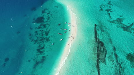 Aerial-drone-shots-of-Nakupenda,-a-tropical-sandbank-in-turquoise-Indian-Ocean