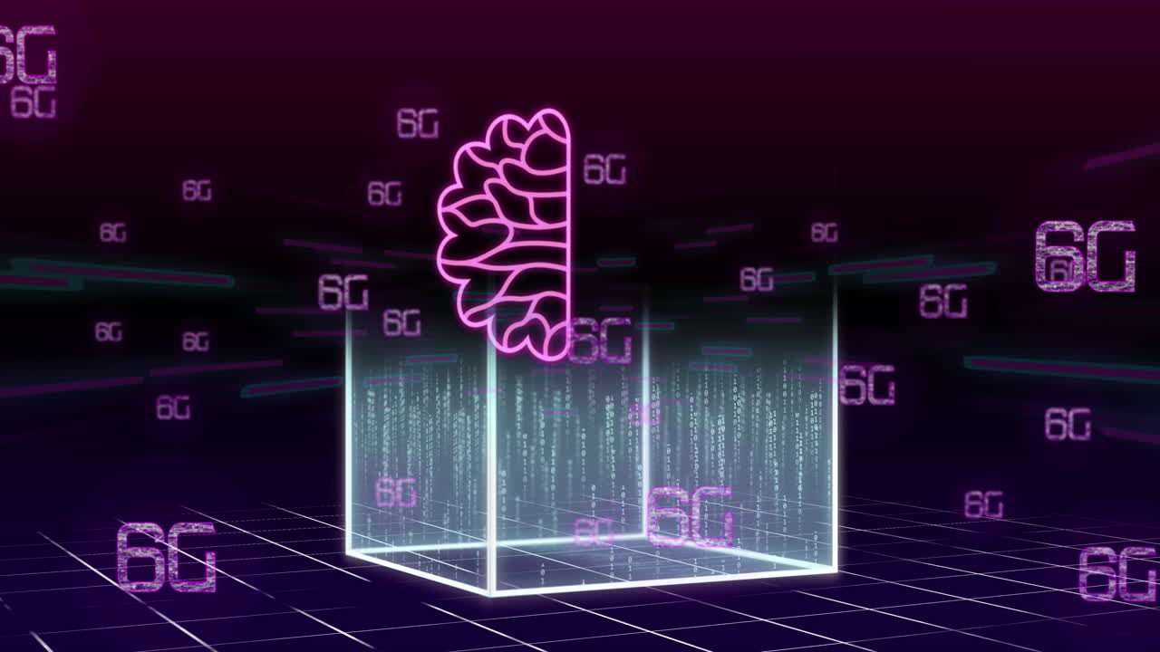 아이콘과 6g 텍스트로 ai 데이터 처리의 애니메이션