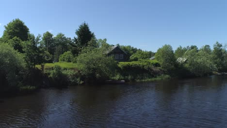 rustic countryside village by the river