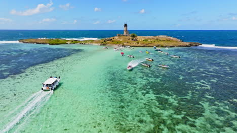 aerial drone view of a lighthouse on ile aux fouquets, ile au phare, bois des amourettes, mauritius