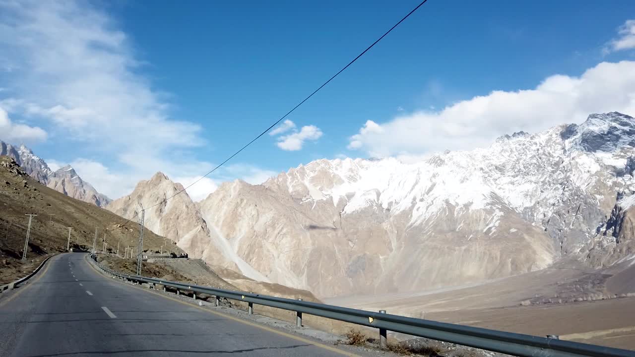 On Ride Shot Of Northern Pakistan Area Hunza Valley, Beautiful Mountains Landscape