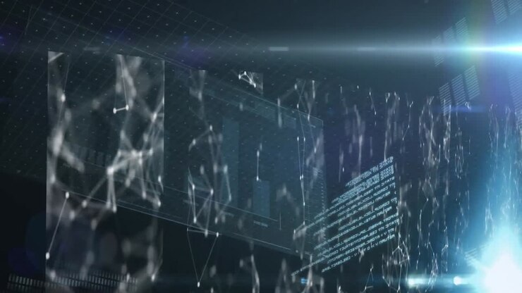 Animation of data processing and connections over computer servers