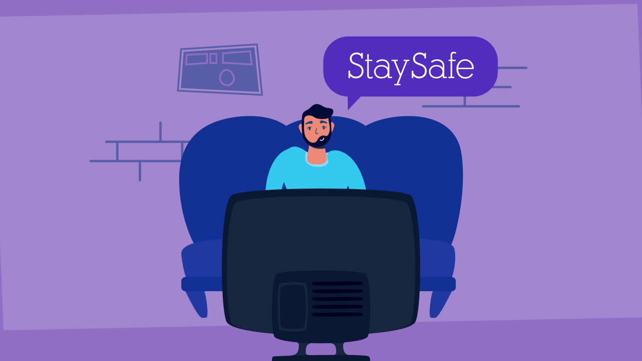 man watching tv in sofa stay at home campaign