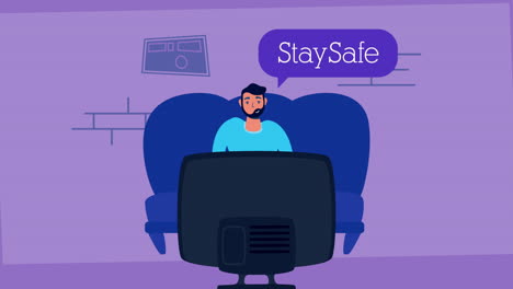 man watching tv in sofa stay at home campaign