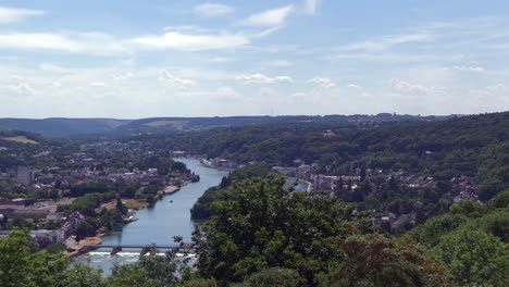 panoramic view over the city and meuse valley from the top of the citadel of namur, belgium left pan