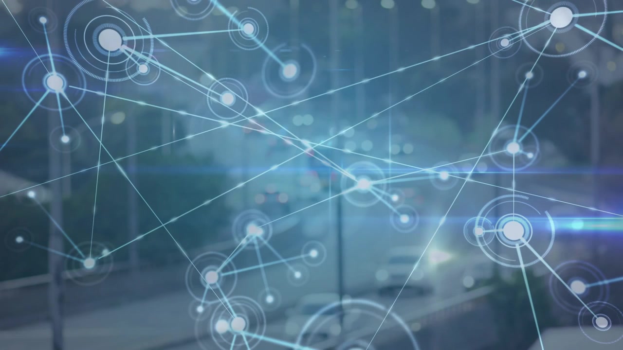 Animation of network of connections over female tennis court