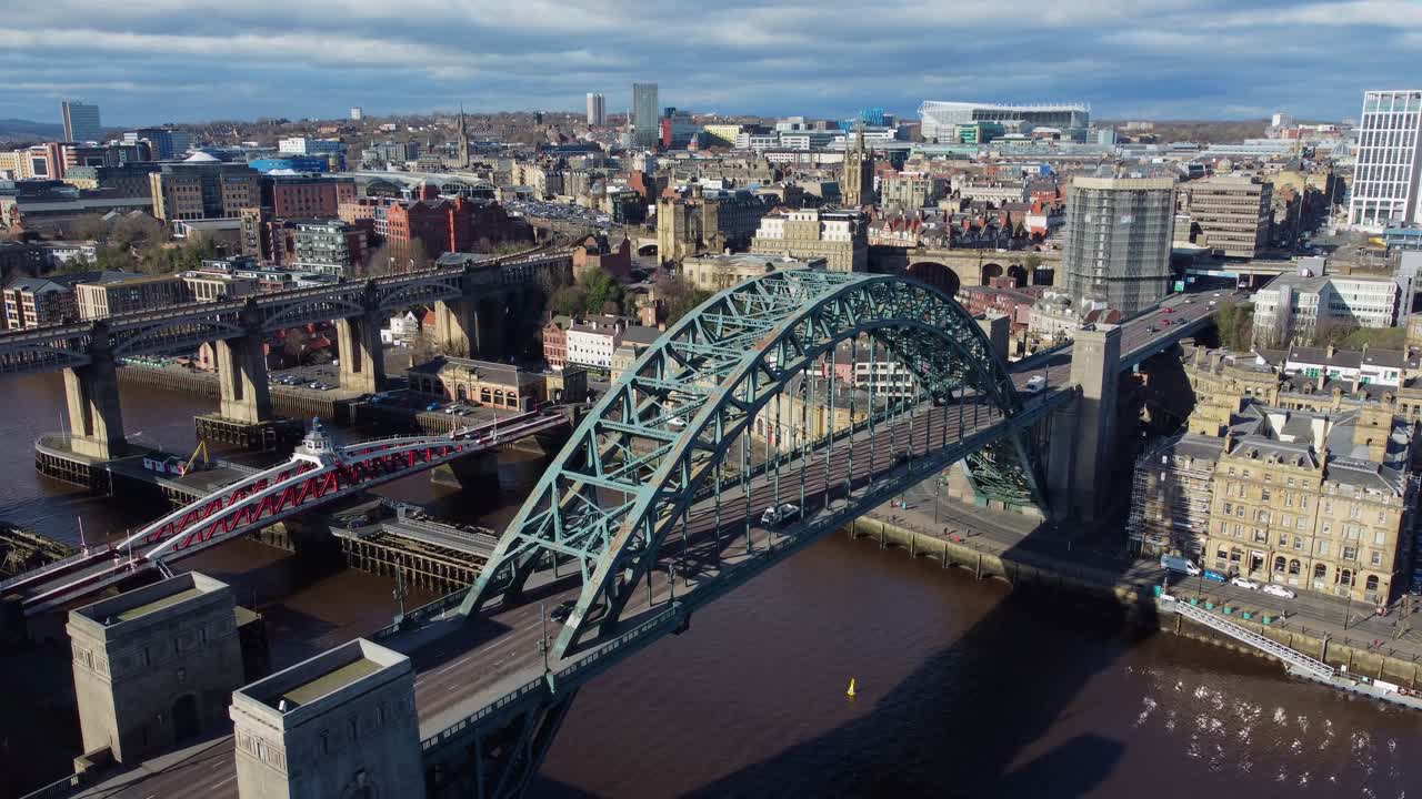 Newcastle upon Tyne's iconic Quayside with Tyne Bridge and cityscape