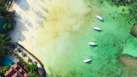fondo de vacaciones tropicales, alojamiento de lujo en la playa tropical de arena blanca con agua de mar azul