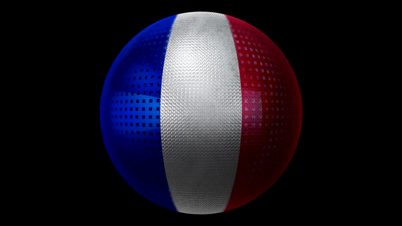 프랑스의 발을 아이콘으로 사용하세요. 텍스처가 있는 회전하는 공.