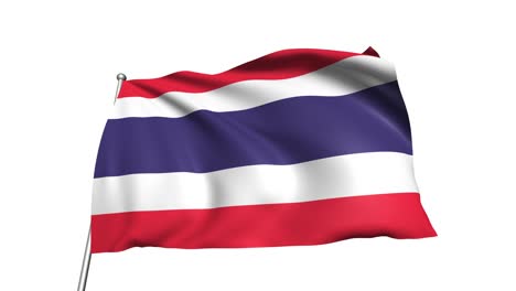 bandera de tailandia con estructura de tela en el viento (canal alfa, en bucle)
