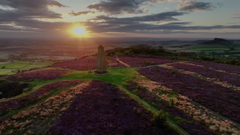 Drone-footage-of-the-ling-heather-bloom-in-the-North-York-Moors-National-Park,-England