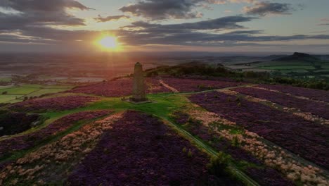 Imágenes-De-Drones-De-La-Floración-Del-Brezo-De-Maruca-En-El-Parque-Nacional-North-York-Moors,-Inglaterra