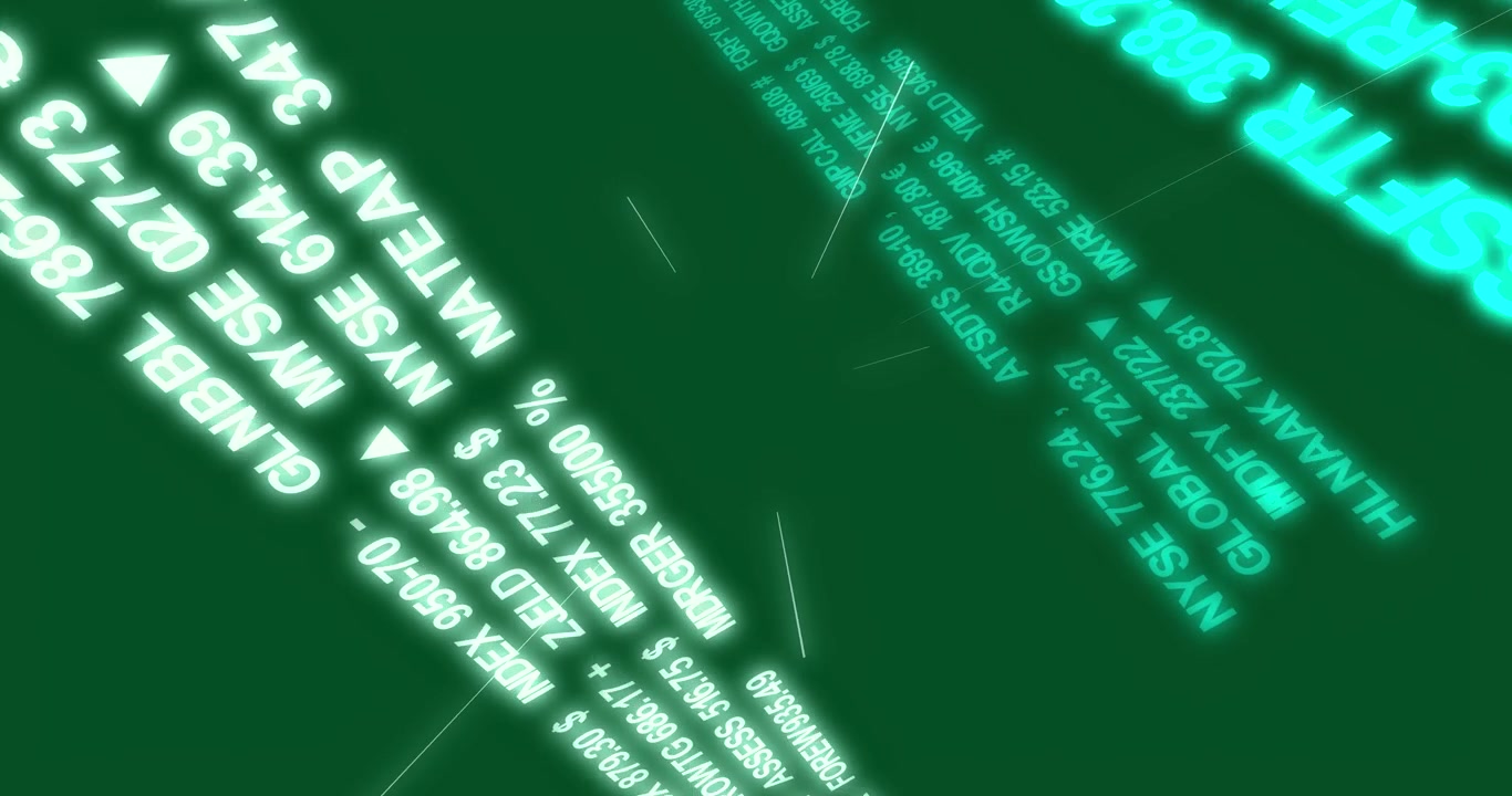 Orbiting camera sending cyan-white ribbons sweeping void, showing markets on transparent background