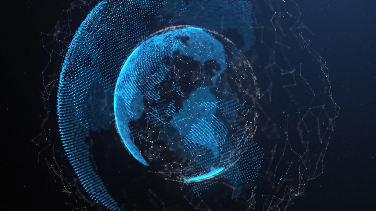 Network of connections over globe against blue background