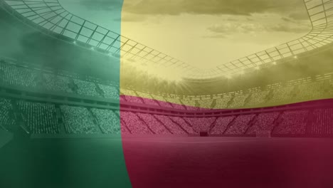 animación de la bandera de benin sobre el estadio deportivo