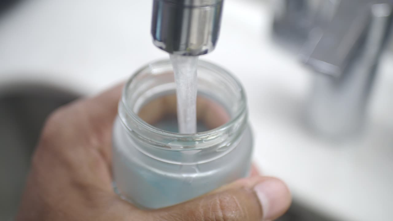 llenando un biberón con agua