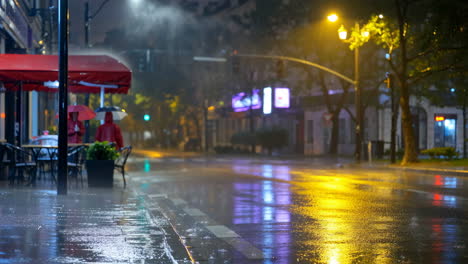 rainy night scene in the city