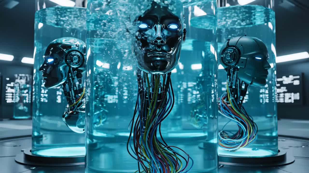 Futuristic Robots in Submersion Tanks