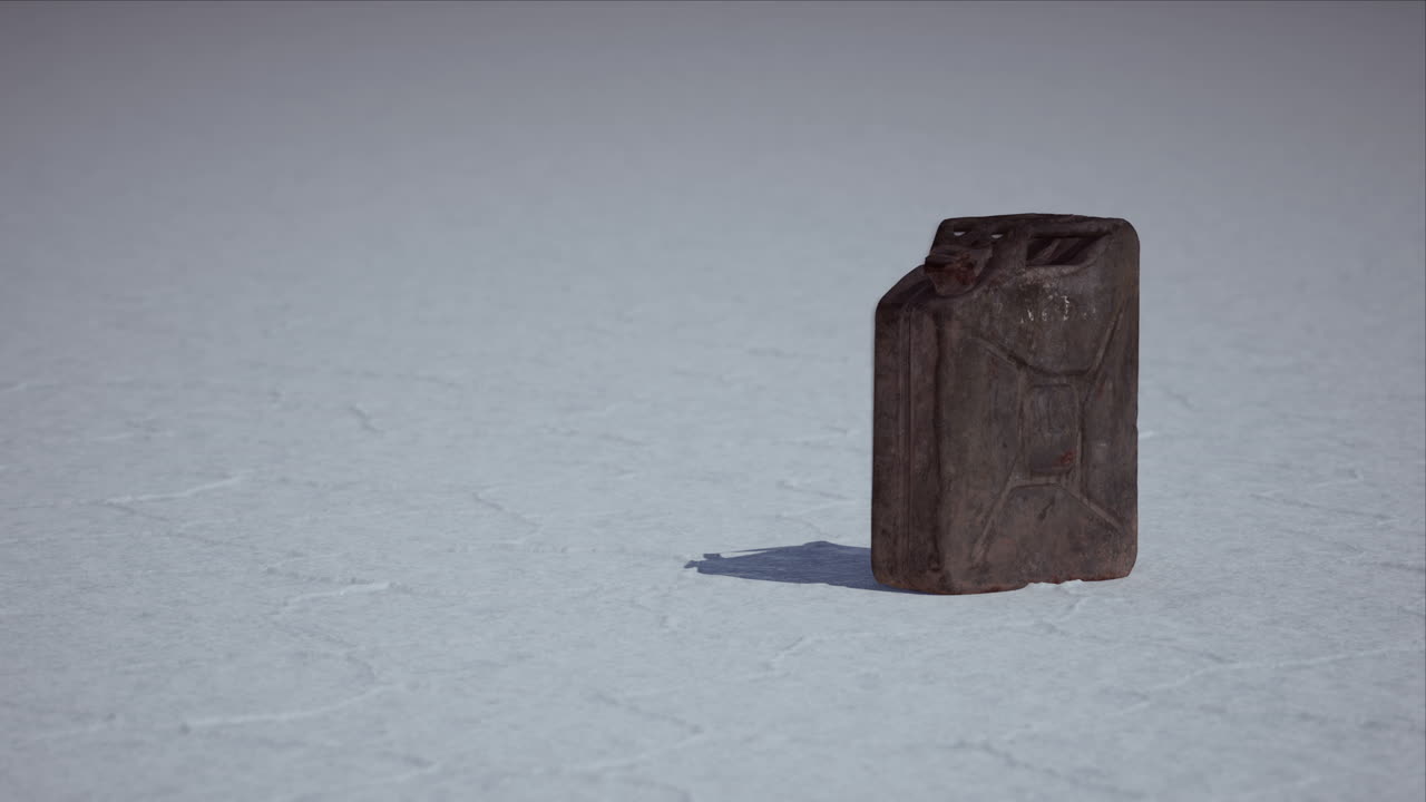 유타의 소금 플래트에서 오래된 금속 연료 통