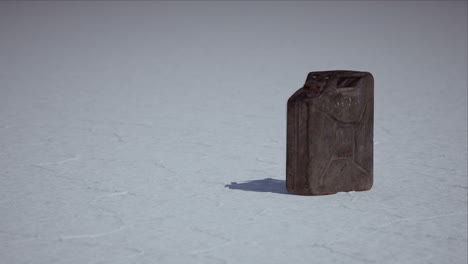 old metal fuel canister at salt flats in utah